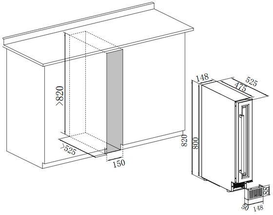 Монотемпературный винный шкаф Temptech OBIU 15 SBB
