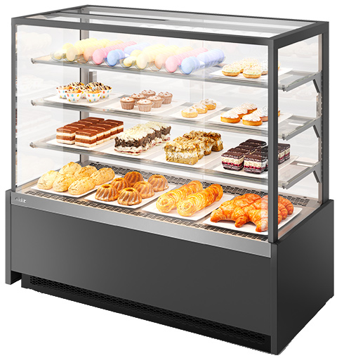 Витрина кондитерская Chilz Vete Kub 90 серый матовый/шлифованная нержавейка