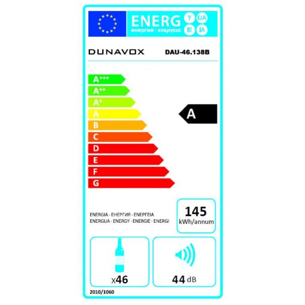 Монотемпературный винный шкаф Dunavox  DAU-46.138B