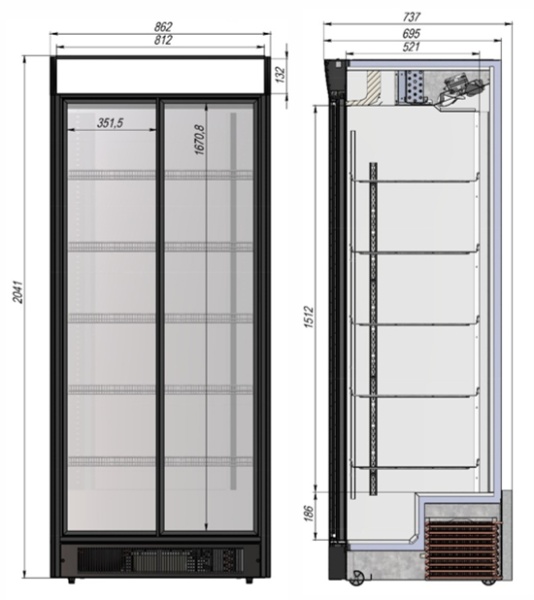 Холодильный шкаф Briskly 8 Slide AD (белый внутр. кабинет)