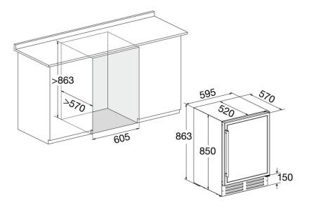 Двухзонный винный шкаф Temptech GRNBU60DS