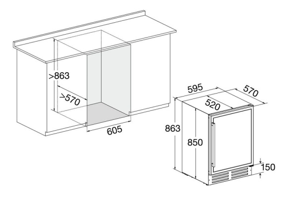 Двухзонный винный шкаф Temptech GRNBU60DS