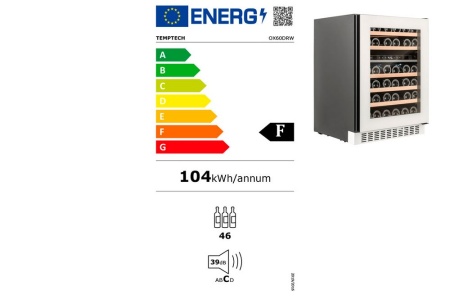 Двухзонный винный шкаф Temptech OX60DRW