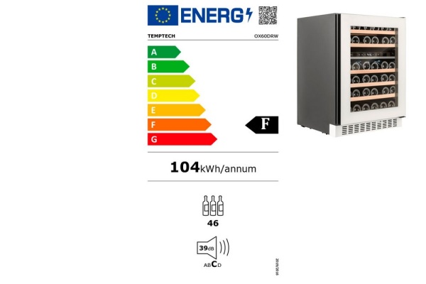 Двухзонный винный шкаф Temptech OX60DRW
