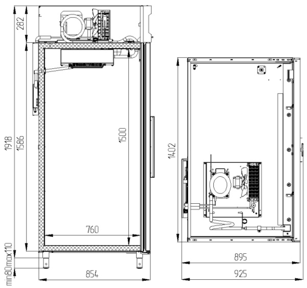 Фармацевтический холодильник Polair ШХКФ-1,4 (0,7-0,7) R404A, R134a с опциями