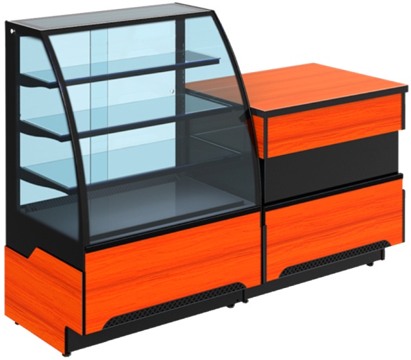 Витрина кондитерская Cryspi ВПВ (Adagio К 900 Д) (дуб сонома кромк чёрн, внеш 9005мат _внутр9005мат)