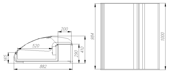 Тепловая витрина Полюс А89 SH 1,0-1 (ВТ-1,0 Арго XL ТЕХНО)