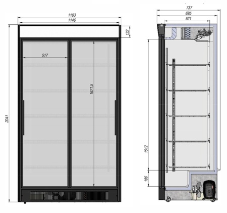 Холодильный шкаф Briskly 11 Slide AD (серый внутр. кабинет)