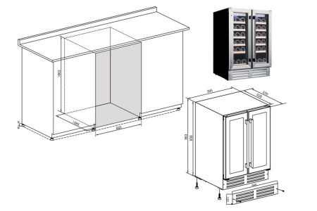 Двухзонный винный шкаф Temptech WP2DQ60DCS