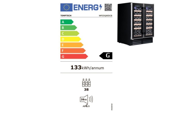 Двухзонный винный шкаф Temptech WP2DQ60DCB