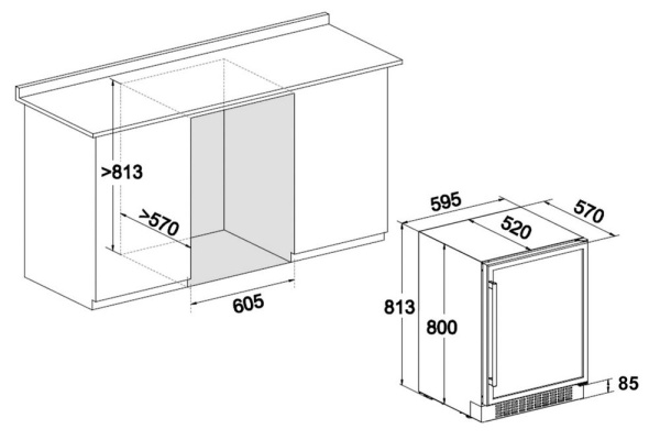 Монотемпературный винный шкаф Temptech CDBU60SXL
