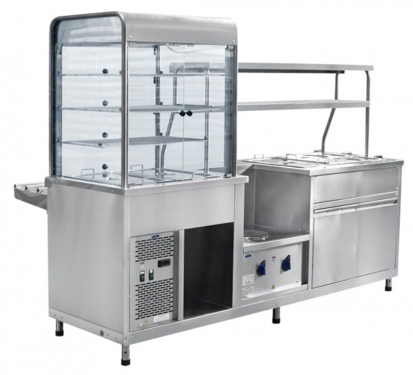 Мини-линия раздачи Abat ПВХМ-70КМУ нерж. (витрина справа)