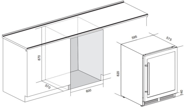 Монотемпературный винный шкаф Climadiff CLE51