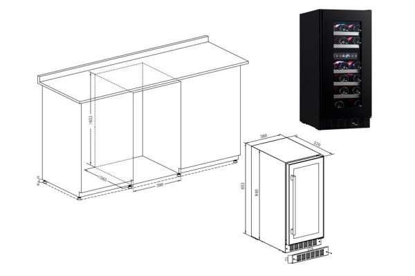 Двухзонный винный шкаф Temptech SOMQ38DRB