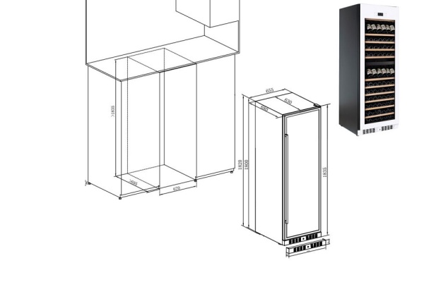 Двухзонный винный шкаф Temptech E1000DRW