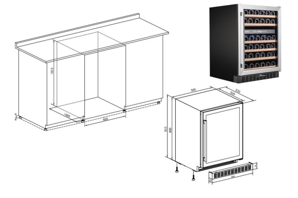 Двухзонный винный шкаф Temptech WPX60DCS