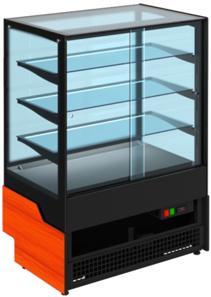 Витрина кондитерская Cryspi ВПВ (Adagio Cube К 900 Д) (дуб сонома кромк чёрн, внеш 9005мат _внутр9005мат)