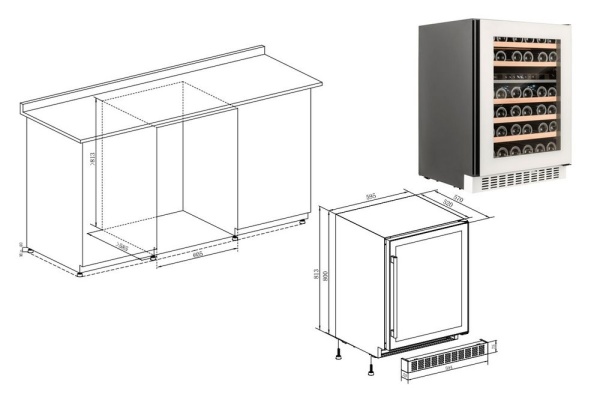 Двухзонный винный шкаф Temptech OX60DRW