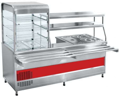 Мини-линия раздачи Abat ПВХМ-70КМУ нержавеющая сталь (витрина слева)