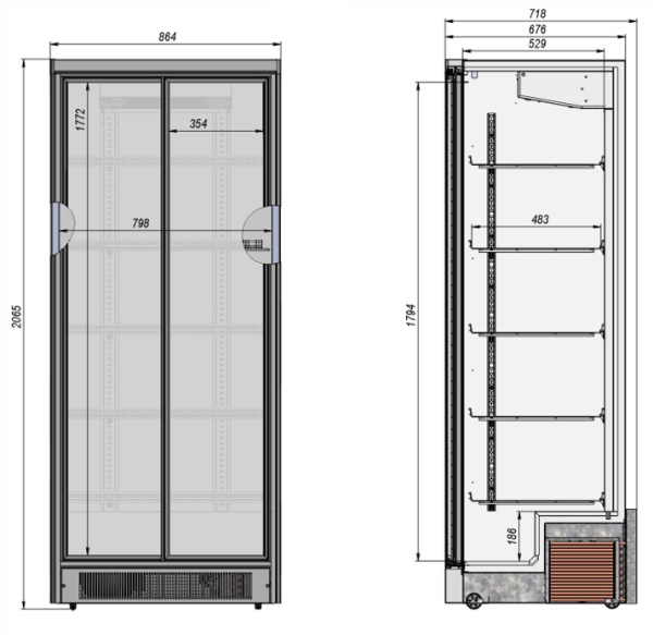 Холодильный шкаф Briskly 8 Slide (белый внутр. кабинет)