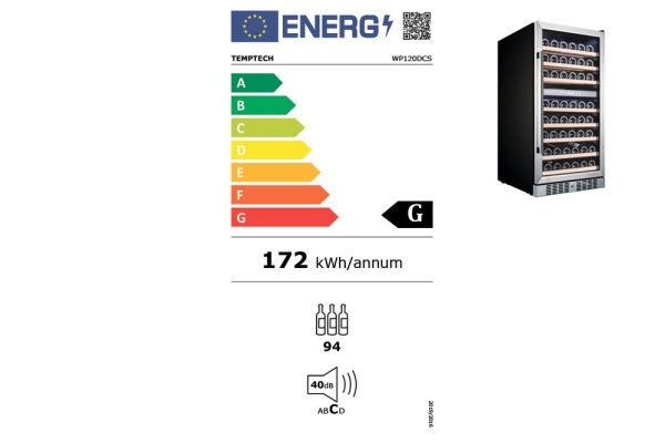 Двухзонный винный шкаф Temptech WP120DCS