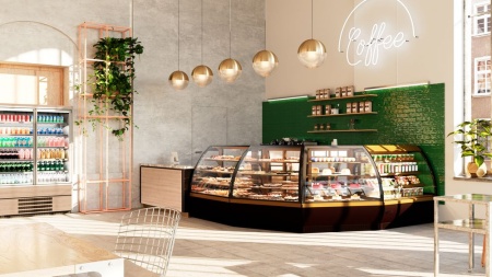 Витрина кондитерская Chilz Vete OFT 90 серый матовый/шлифованная нержавейка