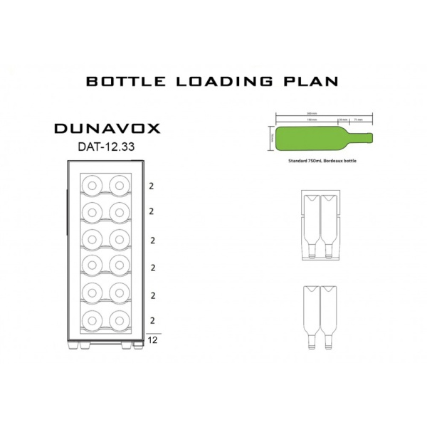 Монотемпературный винный шкаф Dunavox  DAT-12.33DC