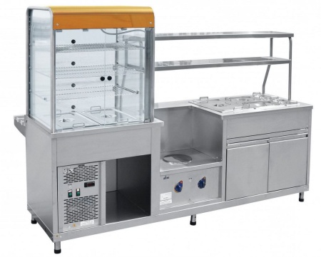 Мини-линия раздачи Abat ПВХМ-70КМУ цвет "красное золото" (витрина справа)