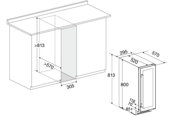 Двухзонный винный шкаф Temptech OBIU 30 DSS