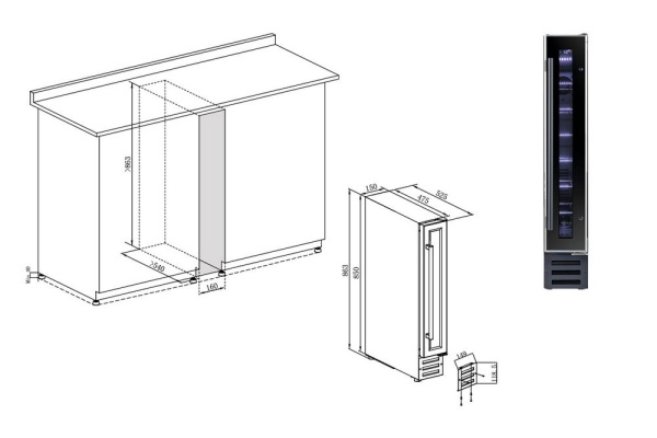 Монотемпературный винный шкаф Temptech WPQ15SCB