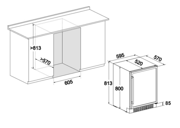 Двухзонный винный шкаф Temptech OBIU 60 DXL