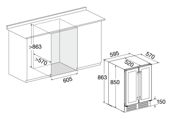 Двухзонный винный шкаф Temptech VWCR36DS