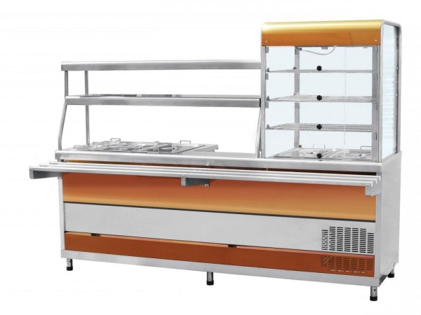 Мини-линия раздачи Abat ПВХМ-70КМУ цвет "красное золото" (витрина справа)